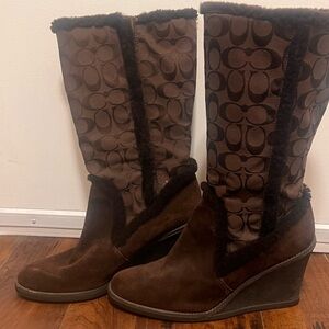 Coach Brown Wedge Boots